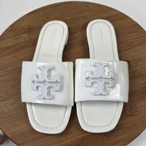 Tory Burch Shoes Womens Size 5 White Slide Sandals Patent Leather SM 8919 235